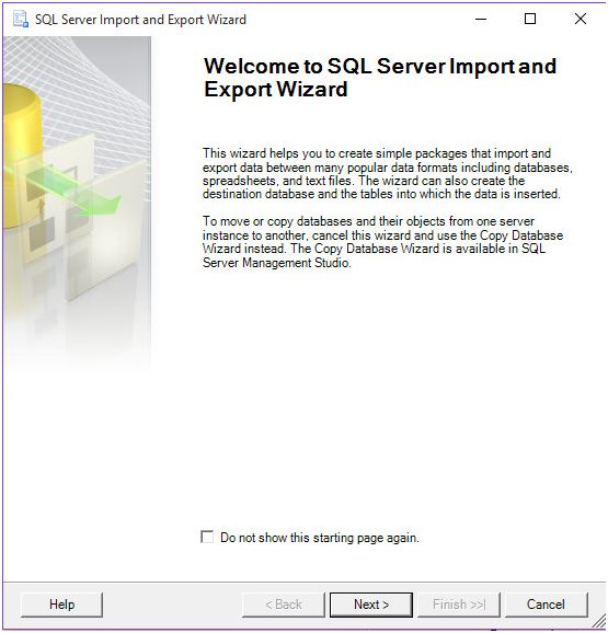 Import and Export Wizard